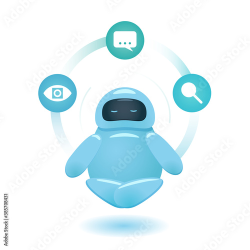 Cute character bot sitting in the circle