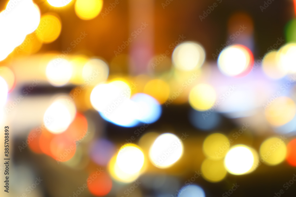 Fototapeta premium Evening night city blurred bokeh effect