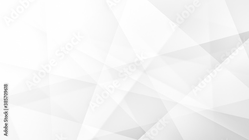 Transparent light gray lines, layers and geometric shapes on white background. Modern abstract background in 4k resolution. Copy space.