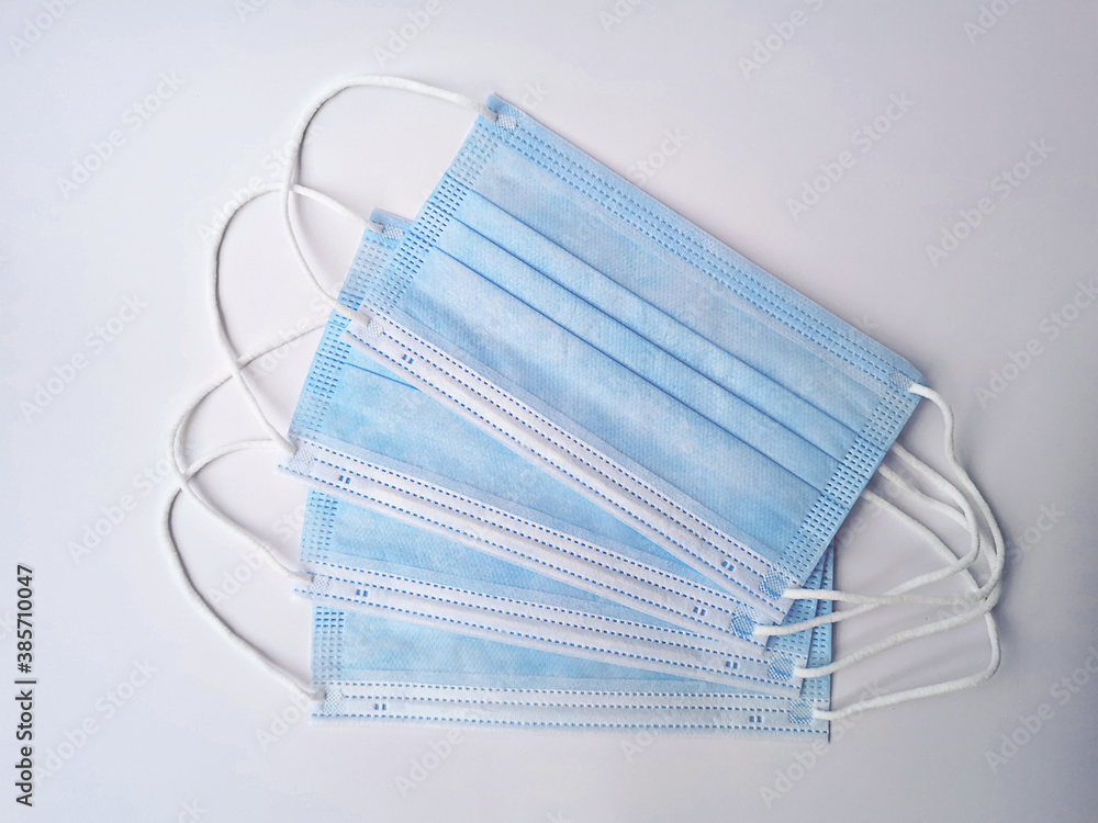 Four surgical mask on white background. Four surgical mask on white background.