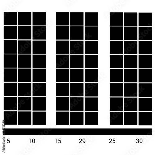 
Graphical representation of a vertical bar chart, column graph 
