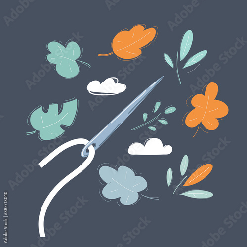 Vector illustration of sewing needle with thread