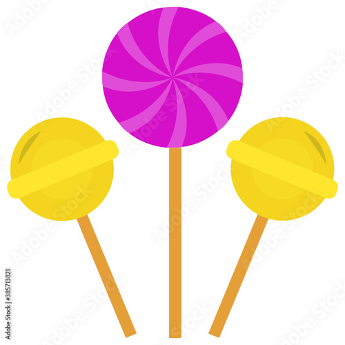 
A lollipop, sugar hard candy mounted on a stick 
