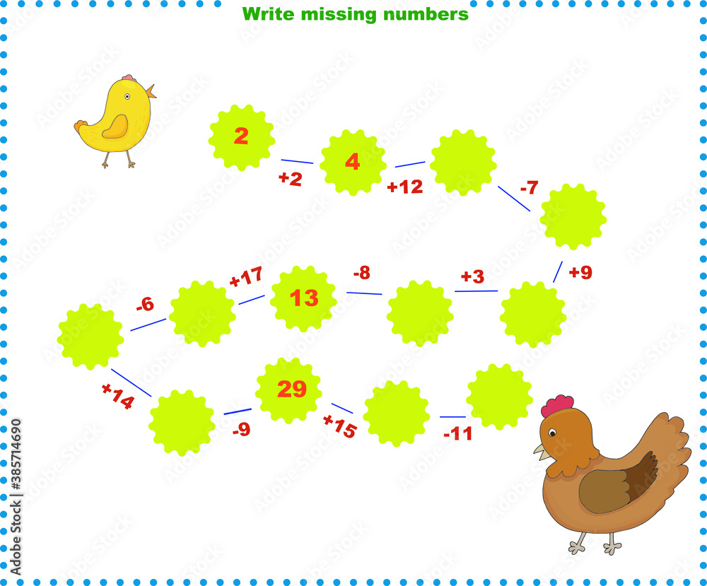 Math educational games for children. Fill in the line, write the ...