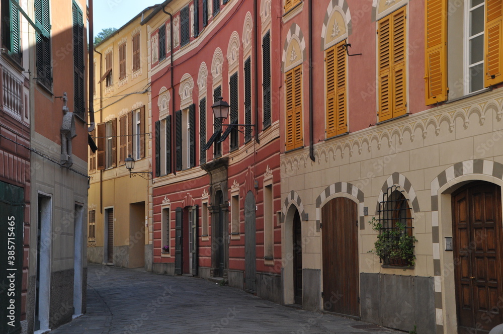 Fototapeta premium typical multi storey buildings in Varese Ligure, La Spezia province, Liguria, Italy