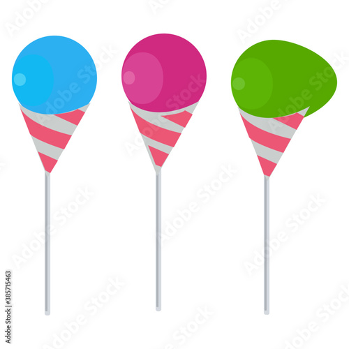 Sweet lollipops on a stick for sweet sucker 
