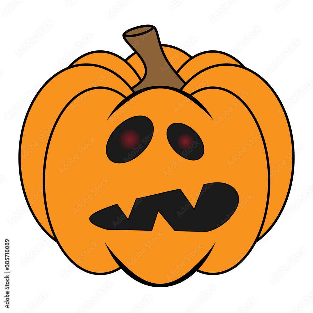 Simple Halloween scary pumpkin with funny face in flat style Simple Halloween scary pumpkin with funny face in flat style