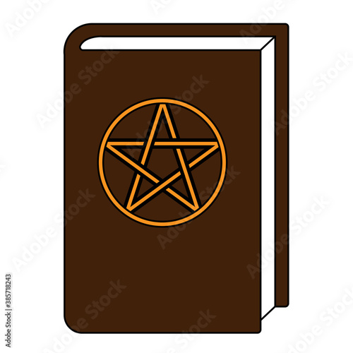 Simple illustration of book with pentagram Concept for Halloween day