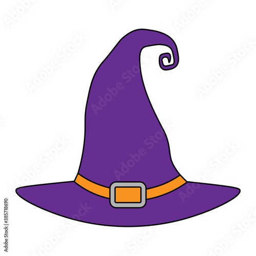 Single illustration of old witch hat for Halloween day