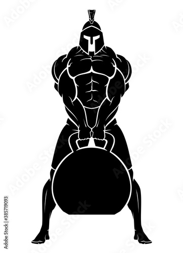 Spartan Body Builder Fitness with Kettle Bell Weight Equipment.