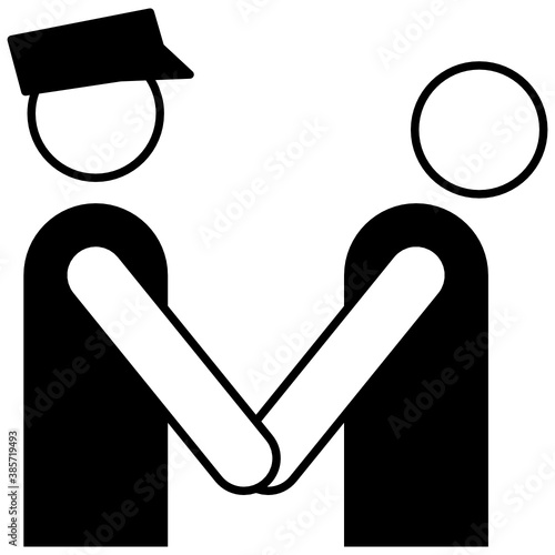 Police Officer Put Handcuffs on Offender Hands Vector Glyph Icon design, Sheriff Arrests the Thief sign, Law Protection Concept, Professional Safety Control, Rescue Response Symbol on White background