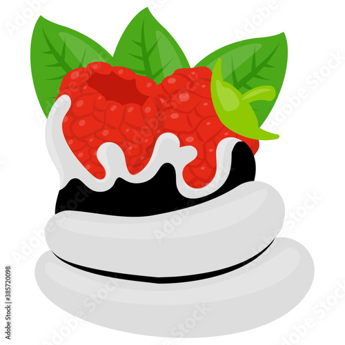 
Strawberry tart with the whipped cream dip on it 
