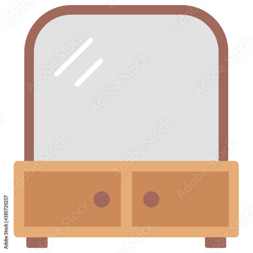 
Icon portrait of vanity table with front drawers and mirror 
