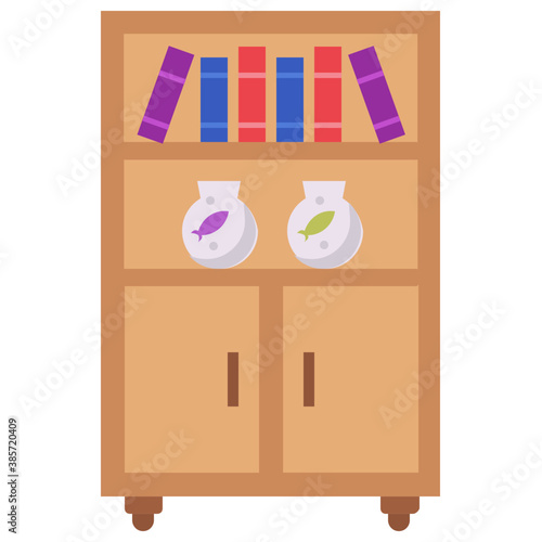 
A bookcase with books denoting icon concept for library 
