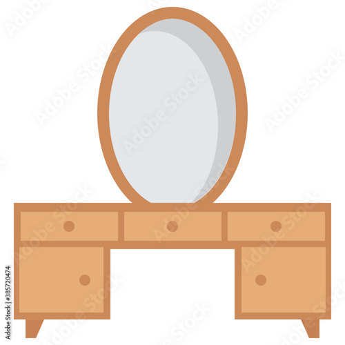 
Icon portrait of vanity table with front drawers and mirror 
