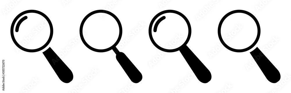 Search icons design.Magnifying glass icon isolated.Search icons flat for apps and websites design.Magnifier or loupe sign set vector illustration. - obrazy, fototapety, plakaty 