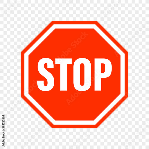 Red stop sign icon.Red STOP sign for apps and websites design.Red stop sign icon on isolated background.Vector illustration