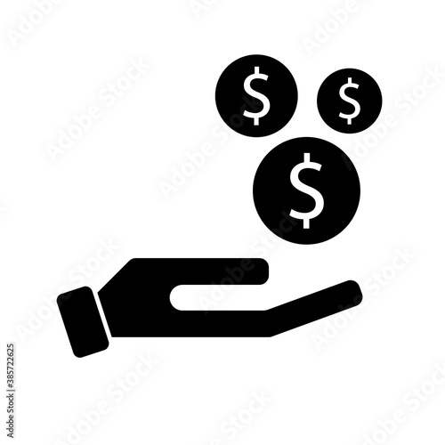 Save money icon, salary money, invest finance, hand holding dollar
