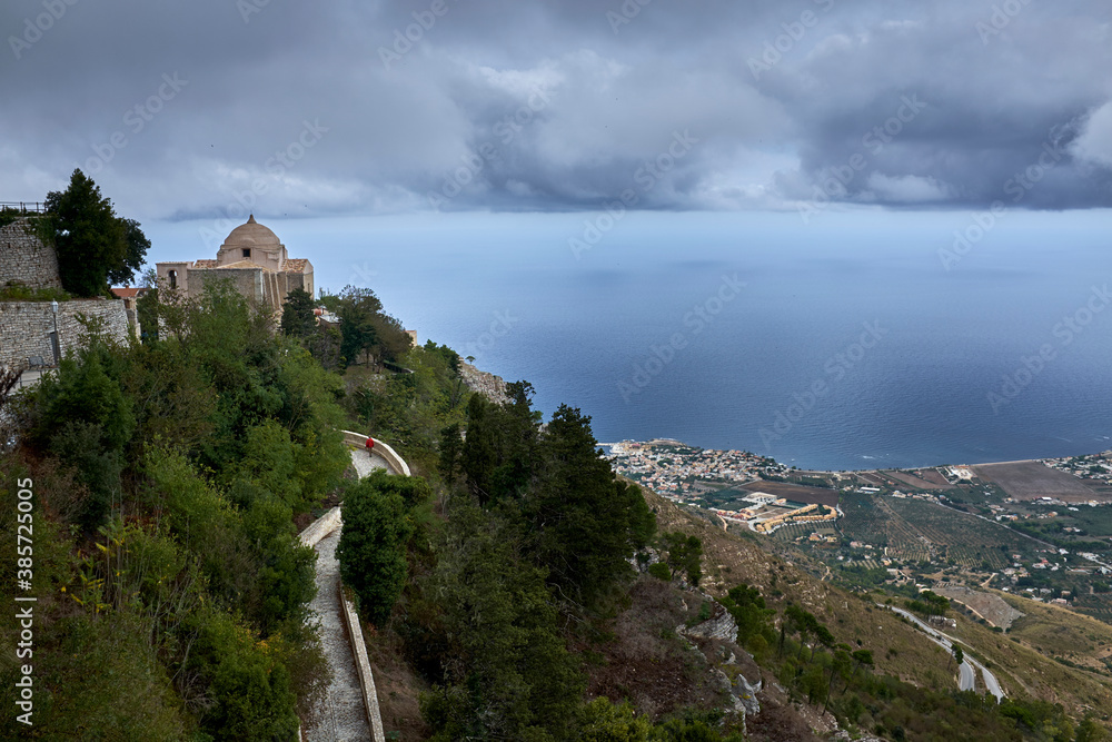 panorama from the village of Erice in Sicily