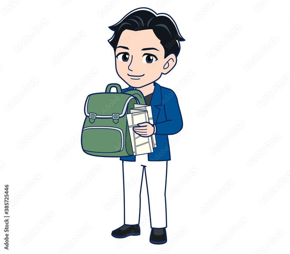 Young man in a blue jacket