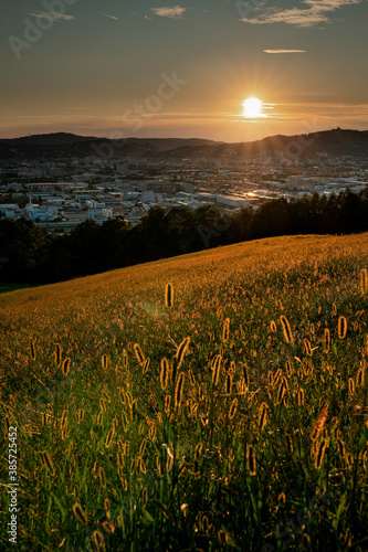 sunset over the city