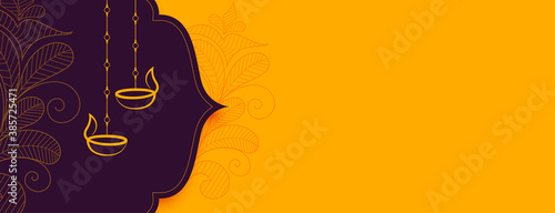 decorative diwali festival banner with text space