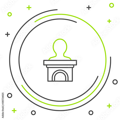 Line Stage stand or debate podium rostrum icon isolated on white background. Conference speech tribune. Colorful outline concept. Vector.