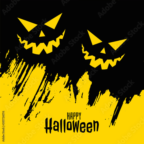 Happy halloween card with scary spooky face