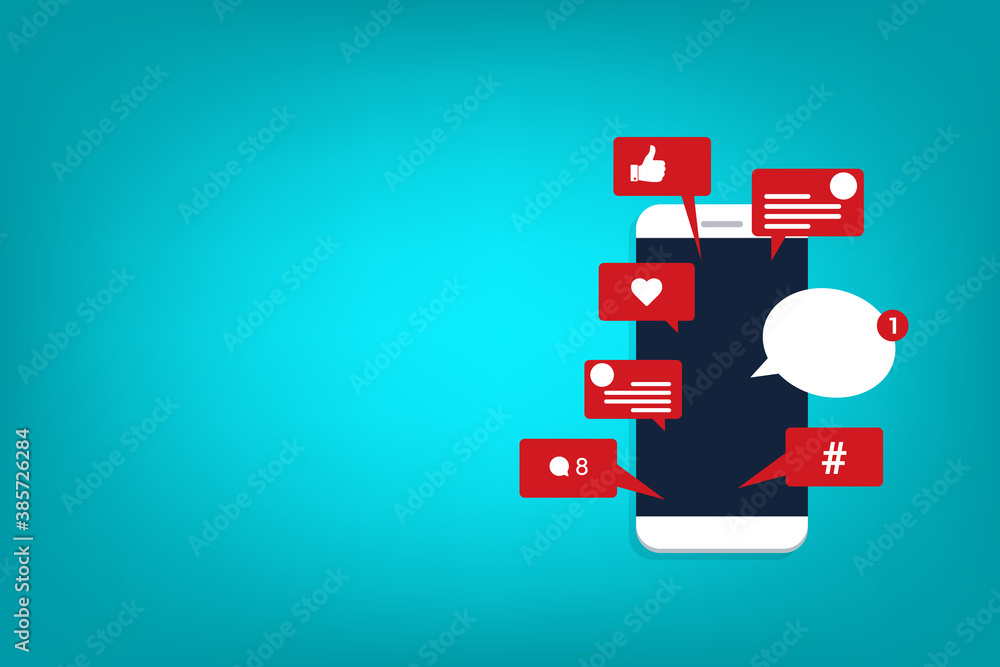 Viral content, social activity and smm - likes, shares and comments popping up on the mobile screen. Viral content, social activity and smm - likes, shares and comments popping up on the mobile screen.