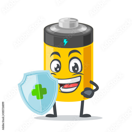 vector illustration of battery mascot or character