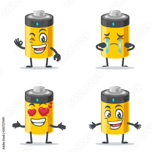 vector illustration of battery mascot or character