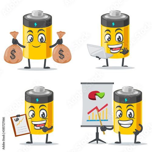 vector illustration of battery mascot or character