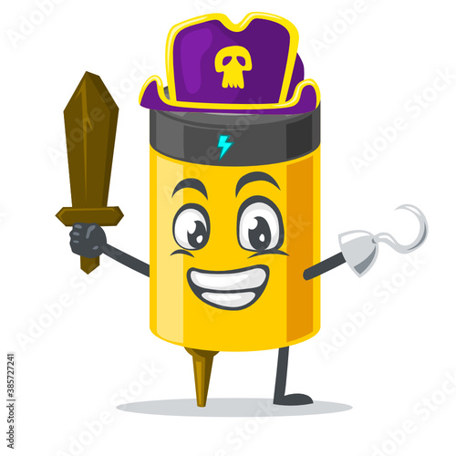 Φωτογραφία vector illustration of battery mascot or character