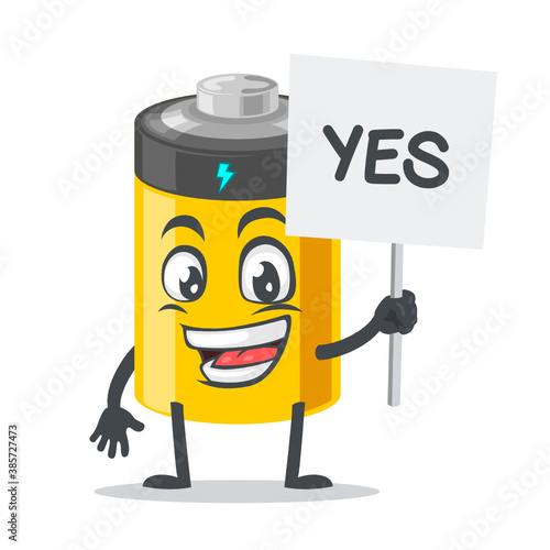 vector illustration of battery mascot or character