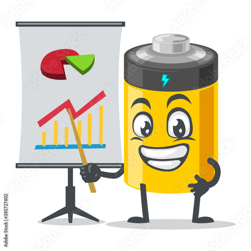 vector illustration of battery mascot or character