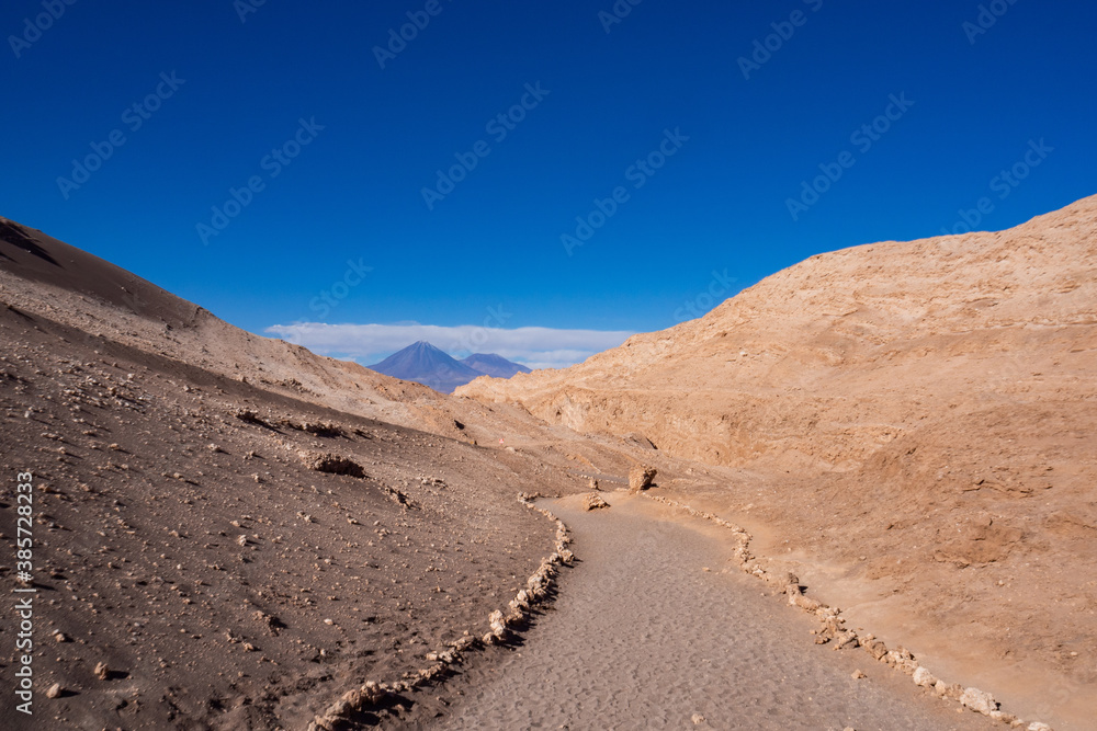 Delimited path on a tour through the amazing Valle de la Luna.
Atacama Desert, Chile.