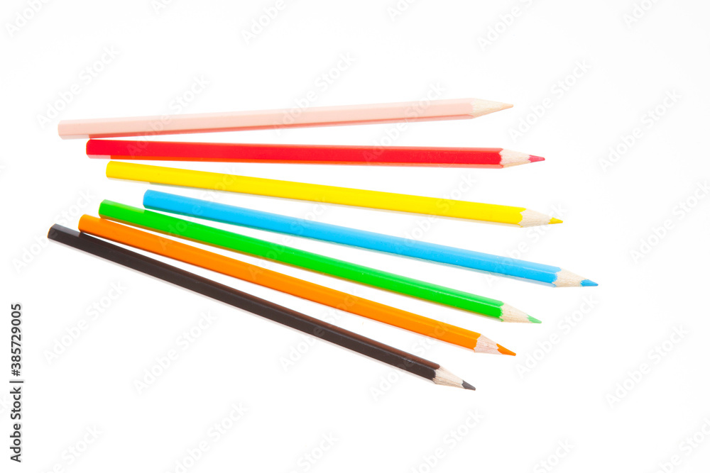Set of color wooden pencil collection isolated on white background Set of color wooden pencil collection isolated on white background