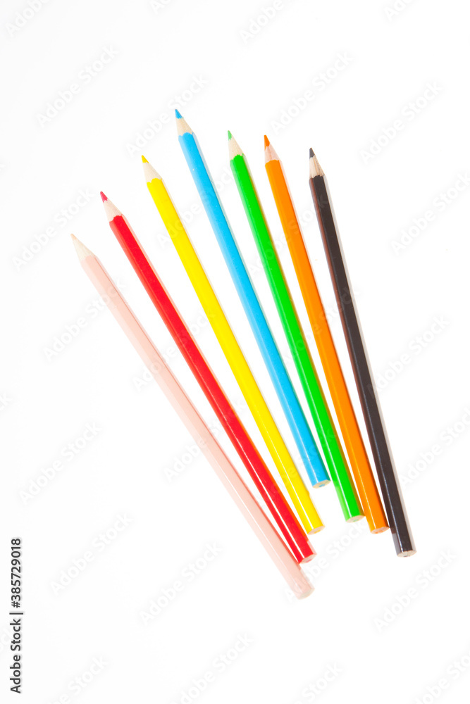 Set of color wooden pencil collection isolated on white background Set of color wooden pencil collection isolated on white background