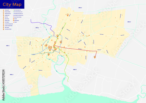 ilustration design of city map for traveller