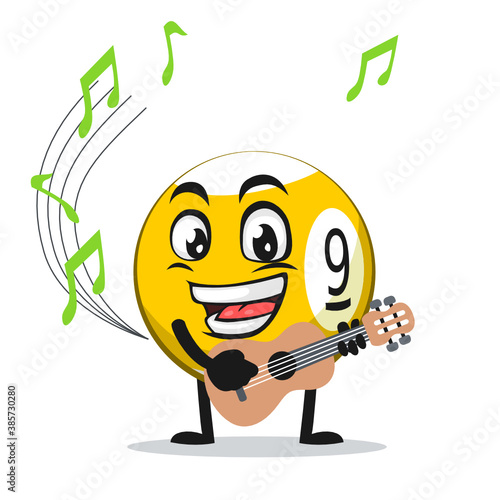 vector illustration of billiard ball character or mascot