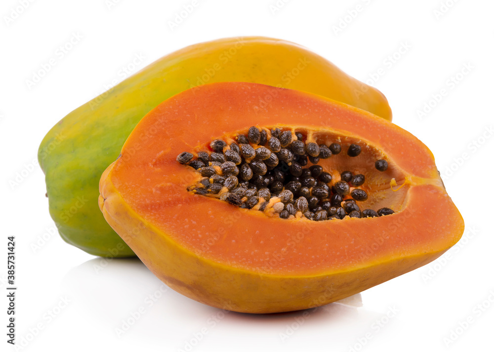 Papaya Fruit set slice isolated healthy fresh fruit top view vegetable agri nature fruit isolated on a white background. Papaya Fruit set slice isolated healthy fresh fruit top view vegetable agri nature fruit isolated on a white background.