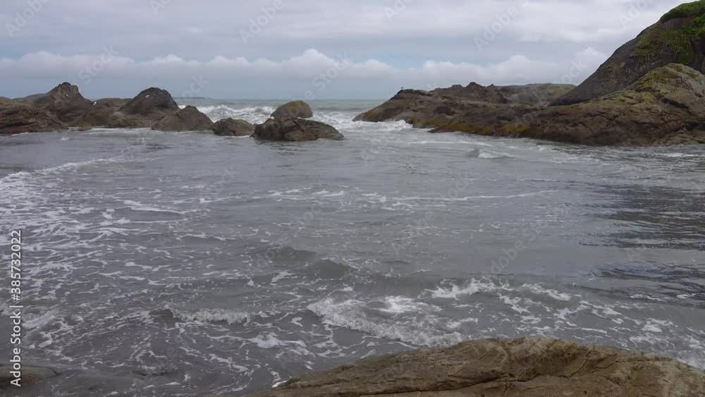 Pacific Coast, beach flooded with water, ocean waves, Olympic National Park, USA, Washington Pacific Coast, beach flooded with water, ocean waves, Olympic National Park, USA, Washington
