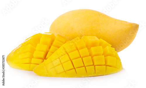 mango Fruit set slice isolated healthy fresh fruit top view vegetable agri nature fruit isolated on a white background.