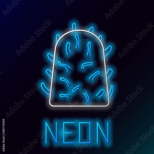 Glowing neon line Rabies virus disease microorganisms icon isolated on black background. Colorful outline concept. Vector.