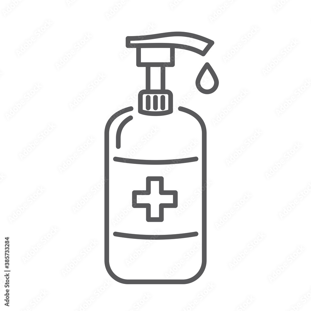Obraz premium Vector sanitizer icon. Antibacterial soap bottle illustration