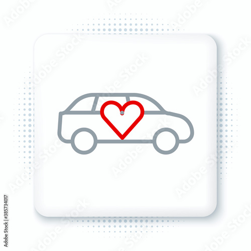 Line Luxury limousine car icon isolated on white background. For world premiere celebrities and guests poster. Colorful outline concept. Vector.