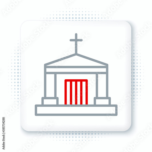 Line Old crypt icon isolated on white background. Cemetery symbol. Ossuary or crypt for burial of deceased. Colorful outline concept. Vector.