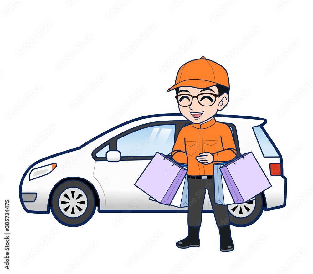 Young man in orange work clothes Young man in orange work clothes