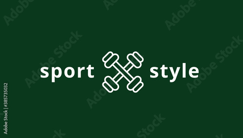 Vector illustration logo two dumbbells and an inscription in a sports style