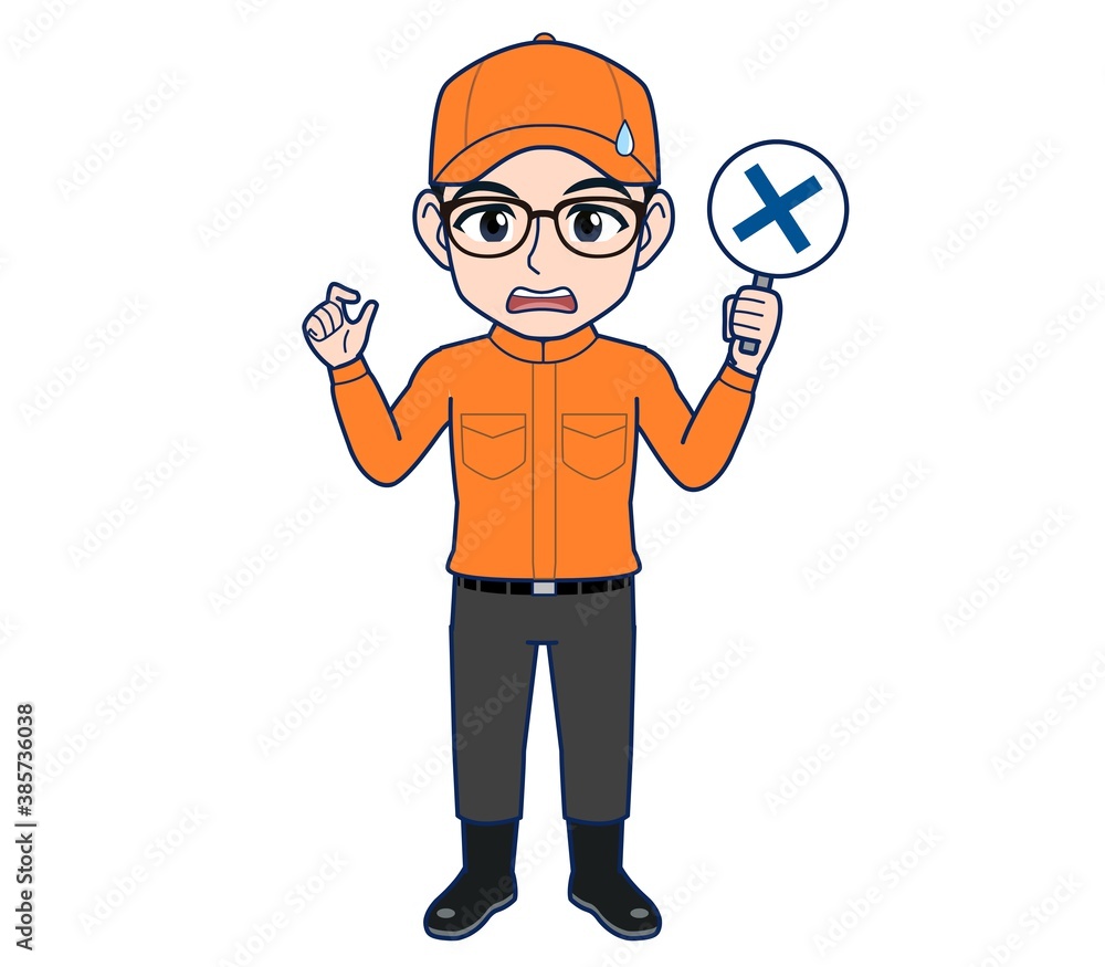 Young man in orange work clothes Young man in orange work clothes